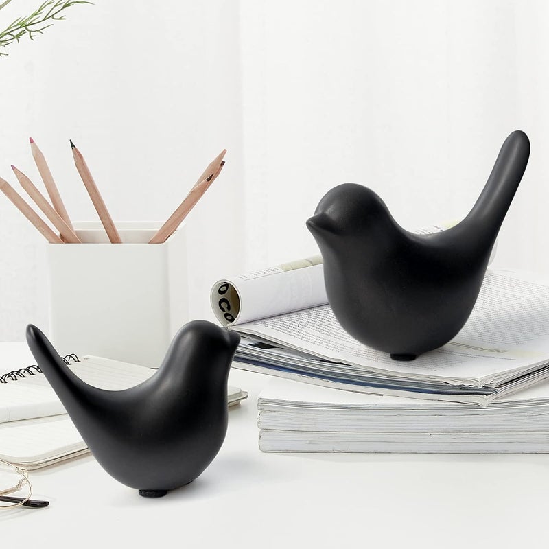 Notakia Small Birds Statues Home Decor Modern Style Decorative Ornaments for Living Room Decor, Bedroom, Office Desktop, Cabinets (Black 2Pcs Birds) - Image 5